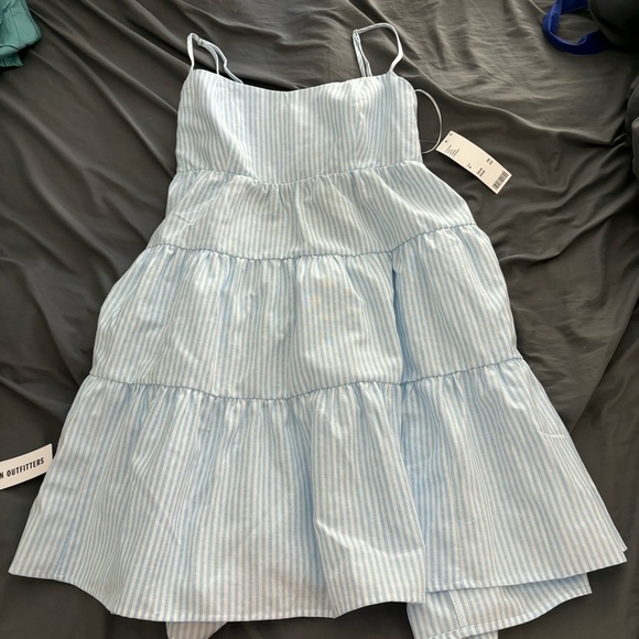 Urban Outfitters Pinstripe Open Back Babydoll Dress - Picture 1 of 4